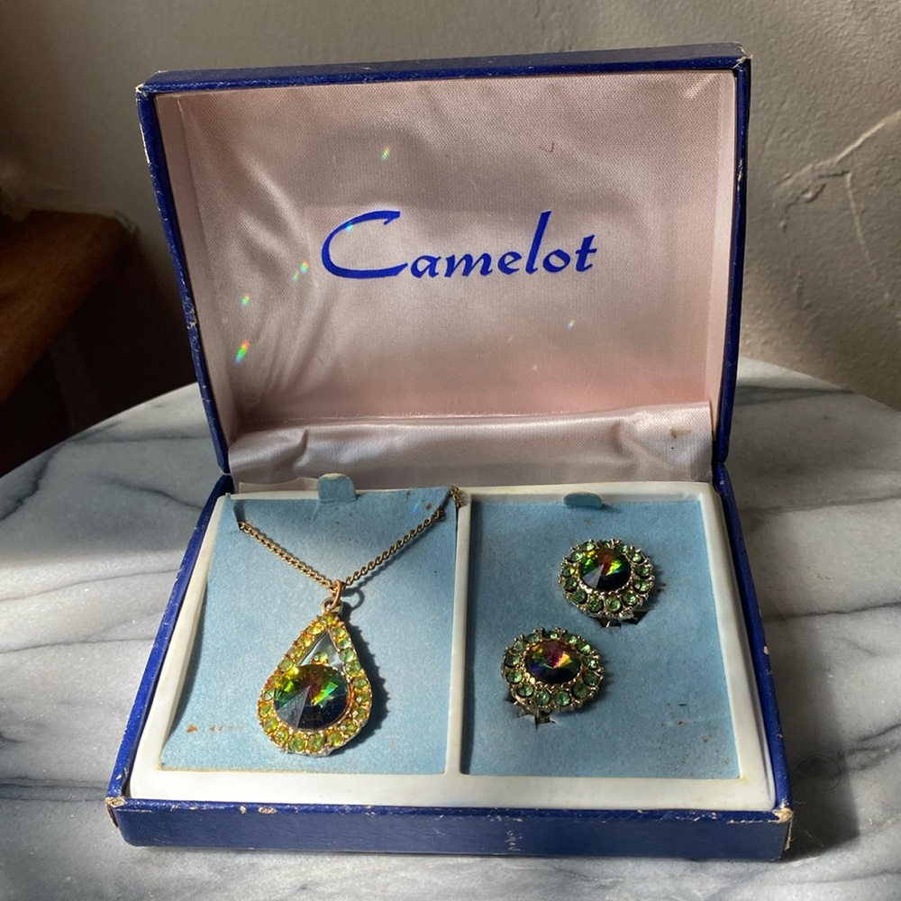Set of vintage earrings with matching necklace